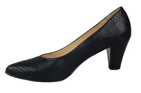 Damenschuhe Pumps, Naturleder, Schuppenmotiv, Marineblau 927 ElitaBut