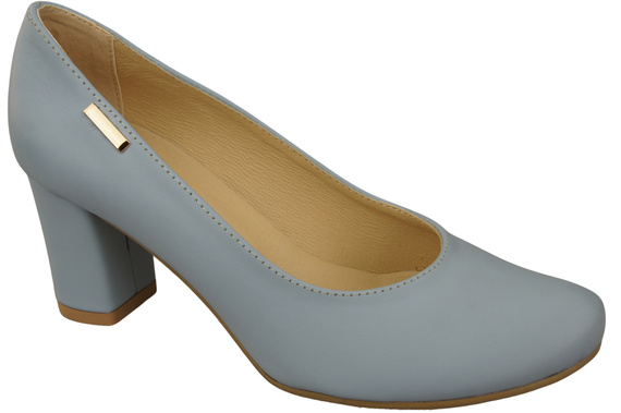 Klassische Damen Hellblaues Leder Mandel Nase Pumps 201 ElitaBut