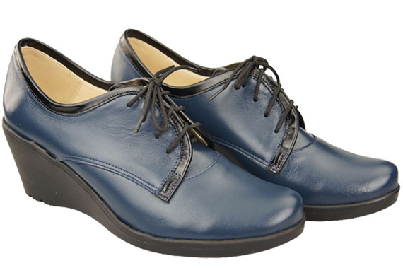 Damenschuhe mit Keilabsatz, Naturleder, Marineblau 181 ElitaBut