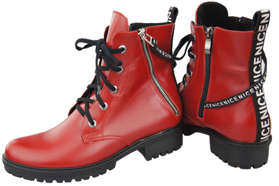 Schuhe Damen-Stiefeletten mit der Aufschrift NICE, Naturleder Rot 173 L ElitaBut