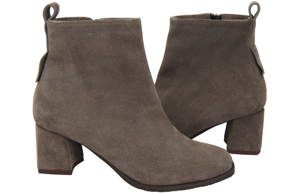 Damen Stiefeletten Braun aus Veloursleder, stabiler Blockabsatz, Reißverschluss 224 ElitaBut