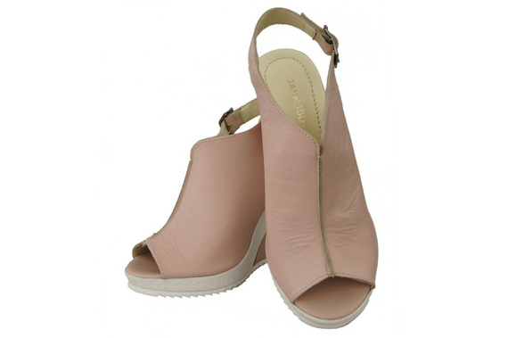 Schuhe Damen-Keilsandalen, Naturleder, Puderrosa 992 ElitaBut