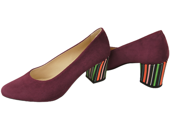 Damenschuhe Pumps Burgunderrot Natürliches Wildleder Dekorativer Absatz 158 von ElitaBut