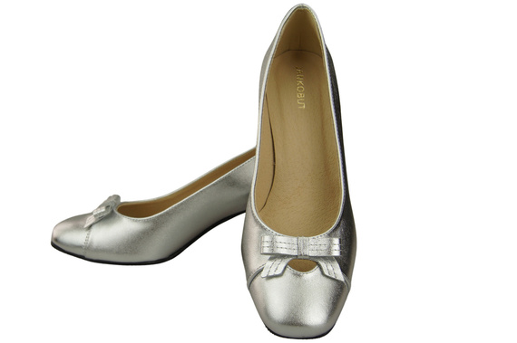 Damen Pumps mit Schleife Silber Naturleder und niedrigem Absatz 203 ElitaBut