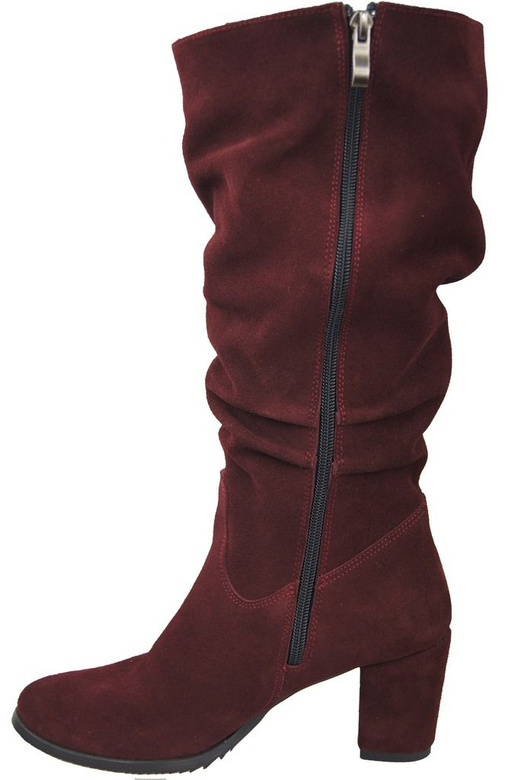 Schuhe Damenstiefel, Naturleder, Velours 141 Burgund ElitaBut