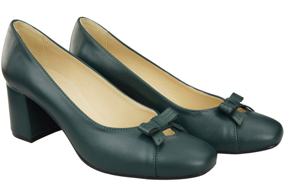 Damen Pumps mit Schleife Malachit Naturleder und niedrigem Absatz 203 ElitaBut