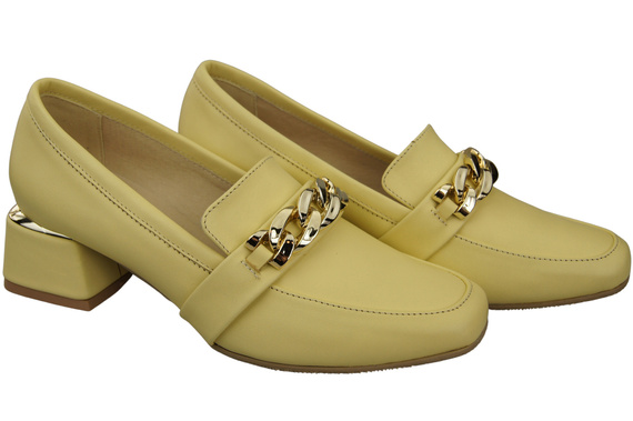 Damenschuhe mit Zierkette Pumps Mokassins Naturleder 193 Banana ElitaBut