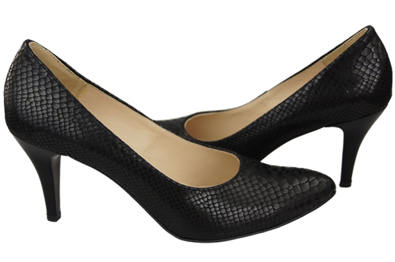 Damenschuhe Pumps Schwarz Schlangenmotiv, Naturleder 150 ElitaBut