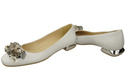 Damen Weiß Pumps mit Kristallen flach Naturleder 216 ElitaBut