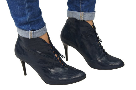 Damenstiefel Frühling/Herbst Naturleder Marineblau geprägt 955 ElitaBut