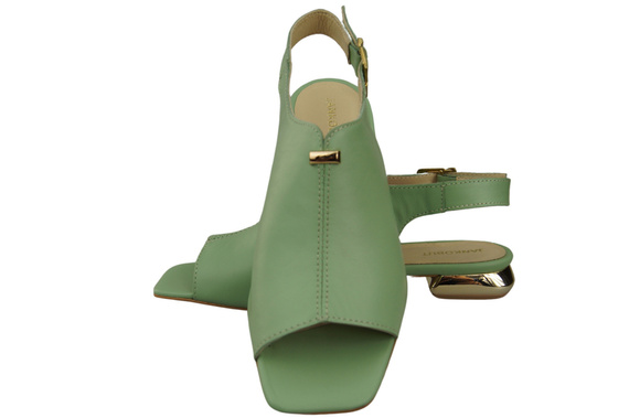 Bequeme Frauenschuhe Sandalen Minze Flacher Goldabsatz Naturleder 207 ElitaBut