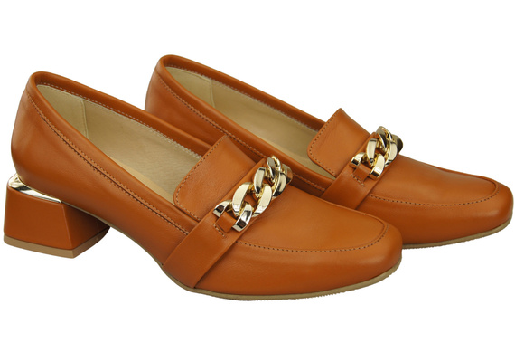 Damenschuhe mit Zierkette Pumps Mokassins Naturleder 193 Rot ElitaBut