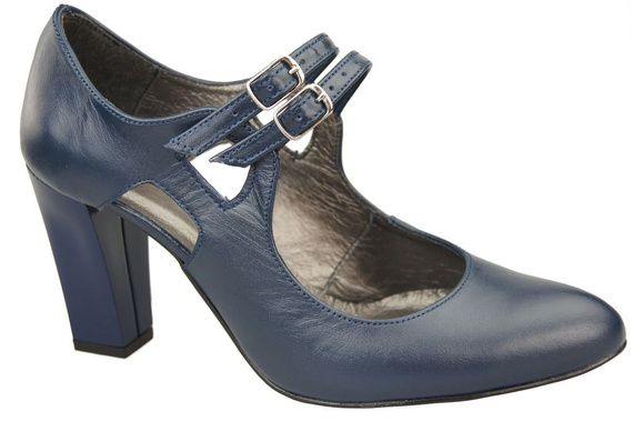 Damenschuhe Marineblaue Naturleder-Pumps 105 ElitaBut