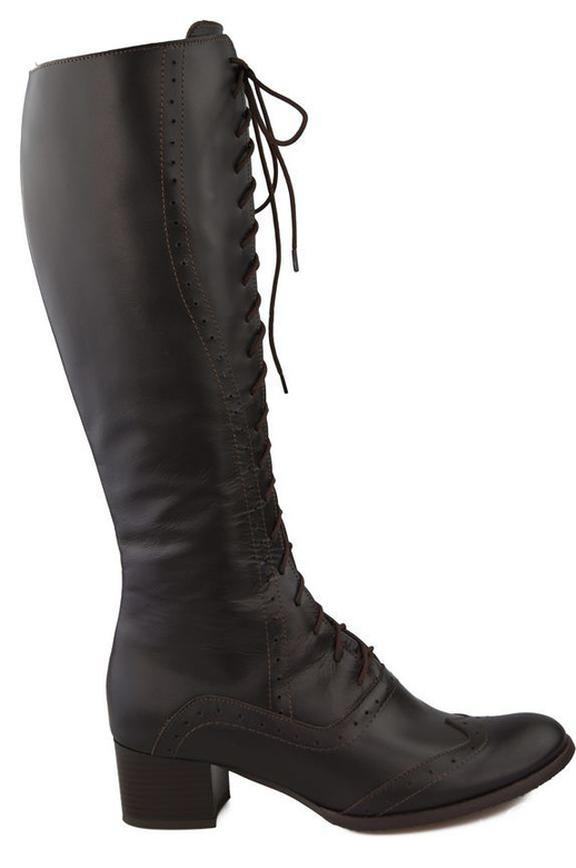 Damenschuhe Schnürstiefel, Naturleder, Braun 595 ElitaBut