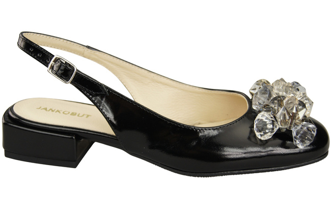 Damen Schuhe Schwarz glänzend Sandalen mit Kristallen Naturleder 215 ElitaBut