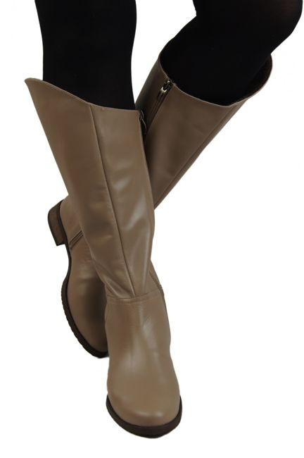 Schuhe Damenstiefel Stiefel, Naturleder 124 Cappuccino ElitaBut