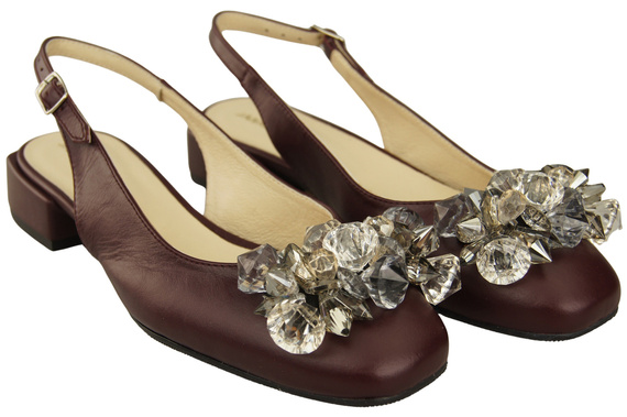 Damen Schuhe Burgund Sandalen mit Kristallen Naturleder 215 ElitaBut