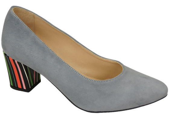 Damenschuhe Pumps Grau Natürliches Wildleder Dekorativer Absatz 158 von ElitaBut