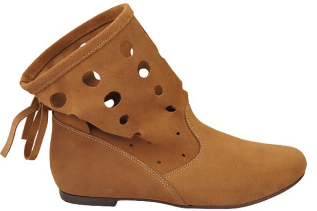 Schuhe Damen-Stiefeletten, natürliches Veloursleder, Karamell 160 ElitaBut