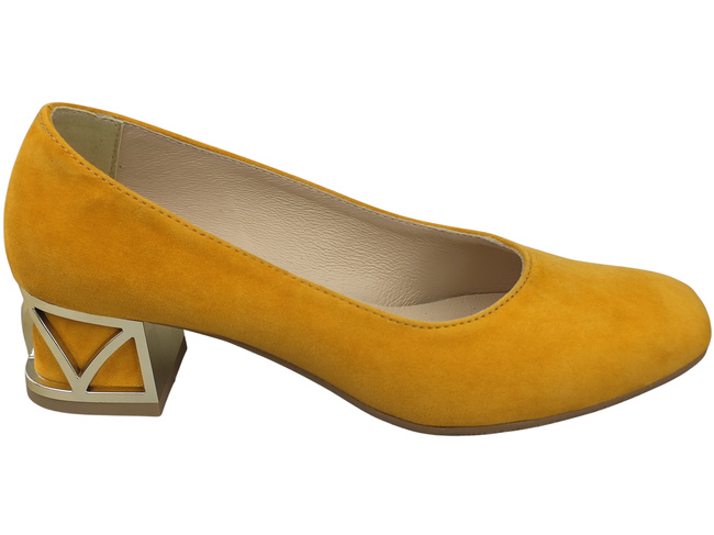 Bequeme Damenschuhe Mango Pumps mit dekorativem Absatz Natürliches Wildleder 219 von ElitaBut