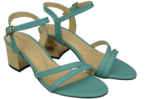 Türkisfarbene Damenschuhe aus Naturleder 197 Sinnlich freizügige Fußsandalen ElitaBut