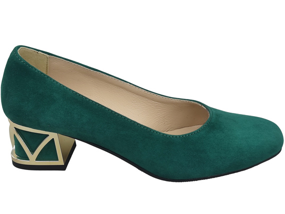 Bequeme Damenschuhe Malachit Pumps mit dekorativem Absatz Natürliches Wildleder 219 von ElitaBut