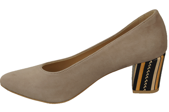 Damenschuhe Cappuccino-Pumps Natürliches Wildleder Dekorativer Absatz 158 Von ElitaBut