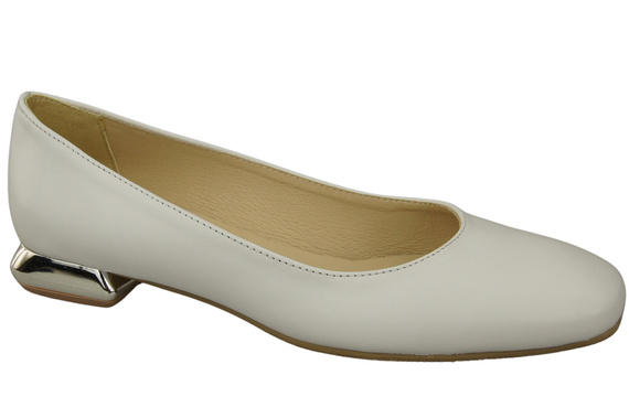 Flache Frauen Schuhe Weiß Dekorative Ferse Naturleder 209 ElitaBut