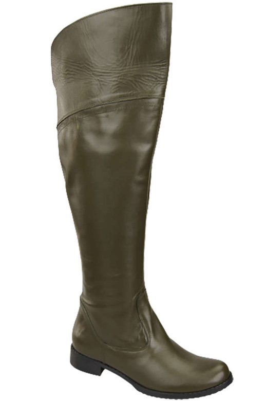 Schuhe Damenstiefel Stiefel Overknee-Stiefel, Naturleder, Oliv 638 ElitaBut