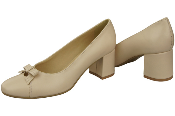 Damen Pumps mit Schleife Beige Naturleder und niedrigem Absatz 203 ElitaBut