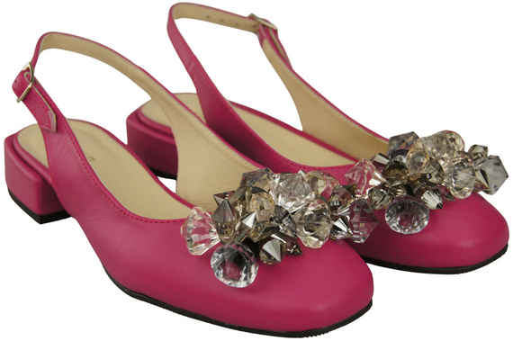 Damen Schuhe Purpurfarbig Sandalen mit Kristallen Naturleder 215 ElitaBut