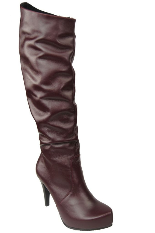 Schuhe Damenstiefel Plateau Naturleder Burgund 120 ElitaBut