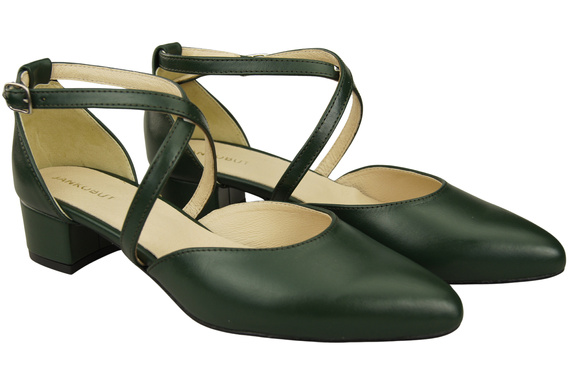 Damen Sandalen Echtleder Smaragdgrün mit Riemen Niedriger Absatz 223 ElitaBut