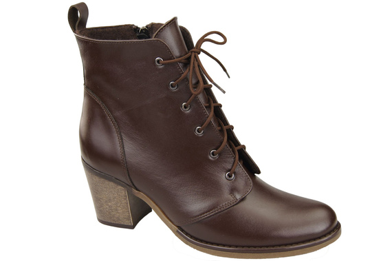 Winter-Schnürstiefel für Damen, Naturleder, Schokolade 188 von ElitaBut
