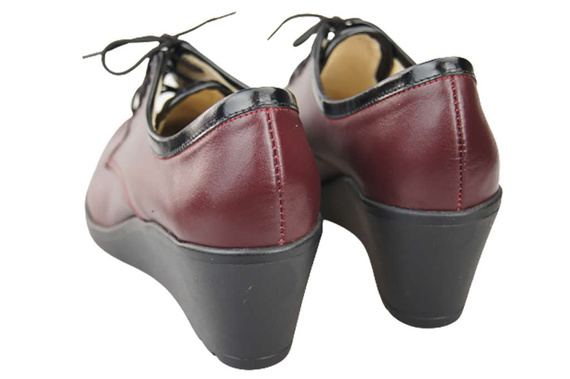 Damenschuhe mit Keilabsatz, Naturleder, Burgund 181 ElitaBut