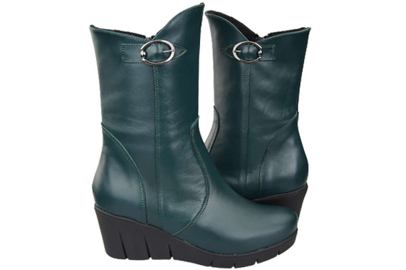 Damen-Keilstiefel, Naturleder, Malachit 178 ElitaBut