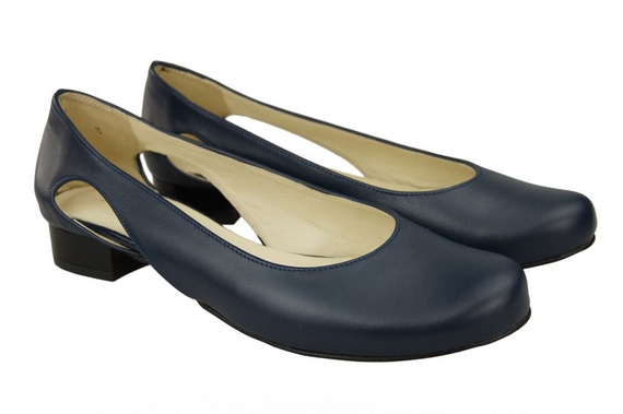 Damen-Ballerinas Marineblau, Naturleder 103 ElitaBut