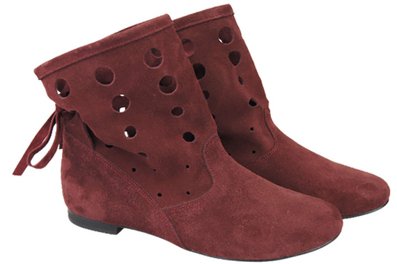 Schuhe Damen-Stiefeletten, natürliches Veloursleder, Burgund 160 ElitaBut