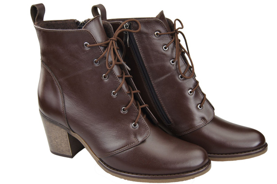 Winter-Schnürstiefel für Damen, Naturleder, Schokolade 188 von ElitaBut