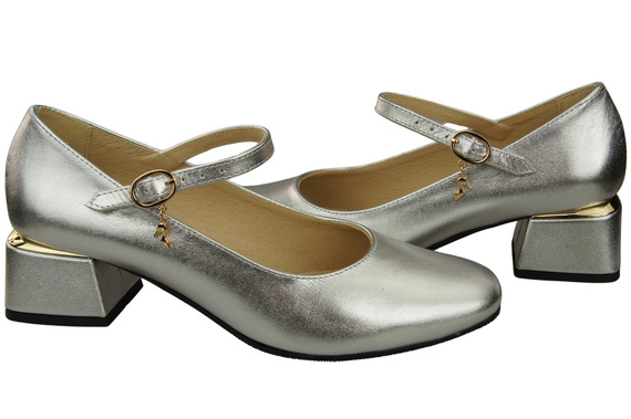 Damenschuhe Silber Riemchenpumps Naturleder 202 ElitaBut