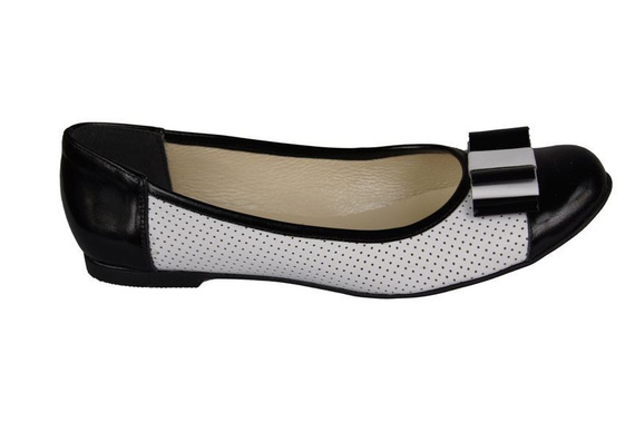 Durchbrochene Ballerinas für Damen, Naturleder, Schwarz-Weiß, 718 ElitaBut