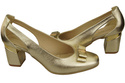 Schuhe Damen Gold Pumps aus Naturleder mit dekorativem Absatz 199 ElitaBut