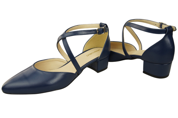 Damen Sandalen Echtleder Marineblau mit Riemen Niedriger Absatz 223 ElitaBut