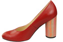 Damenschuhe Pumps Rot Naturleder Bunter Zierabsatz 194 ElitaBut