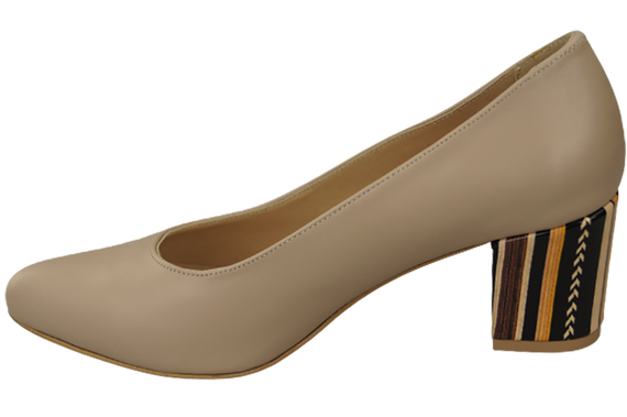 Damenschuhe Cappuccino Grain Pumps Naturleder mit Zierabsatz 158 ElitaBut