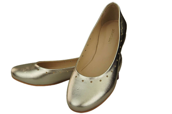 Damenschuhe Bequeme Ballerinas, Naturleder, Gold 162 ElitaBut
