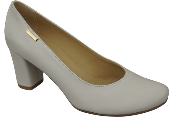 Klassische Damen Weiß Leder Mandel Nase Pumps 201 ElitaBut