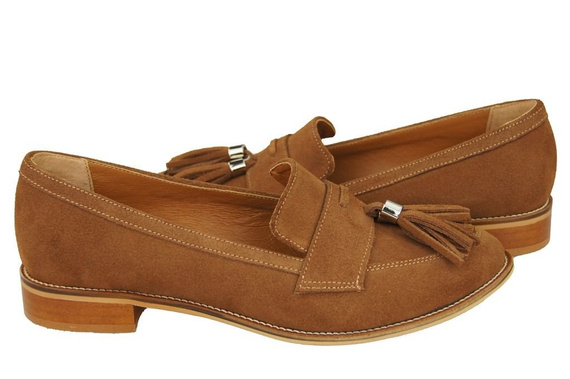 Schuhe Damen Mokassins Naturveloursleder Karamell 134 ElitaBut