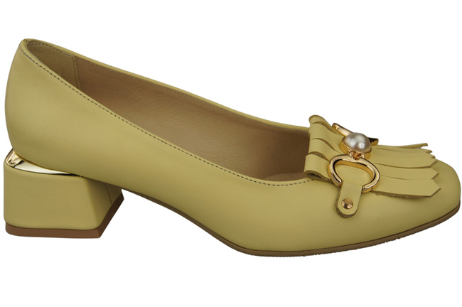 Damenschuhe Pumps verziert mit Fransen Banane Naturleder 195 ElitaBut