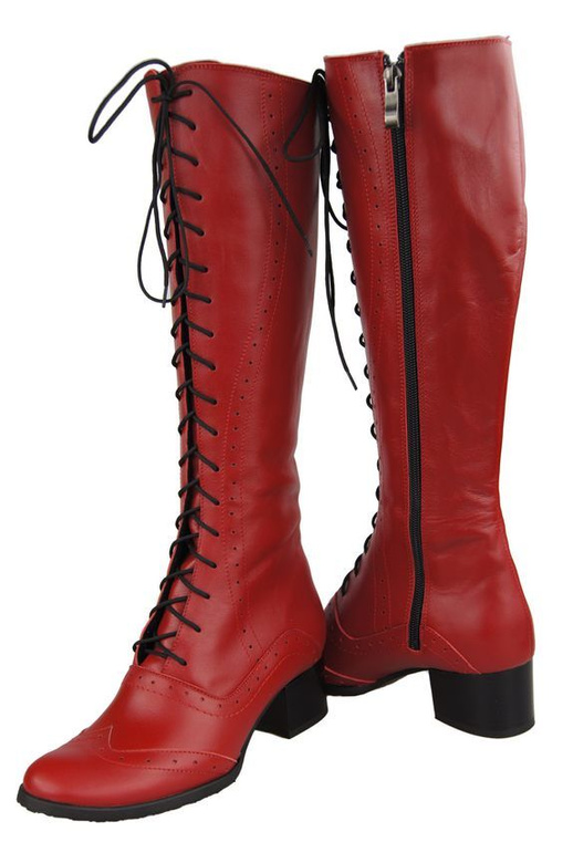 Damenschuhe Schnürstiefel, Naturleder, Rot 595 ElitaBut